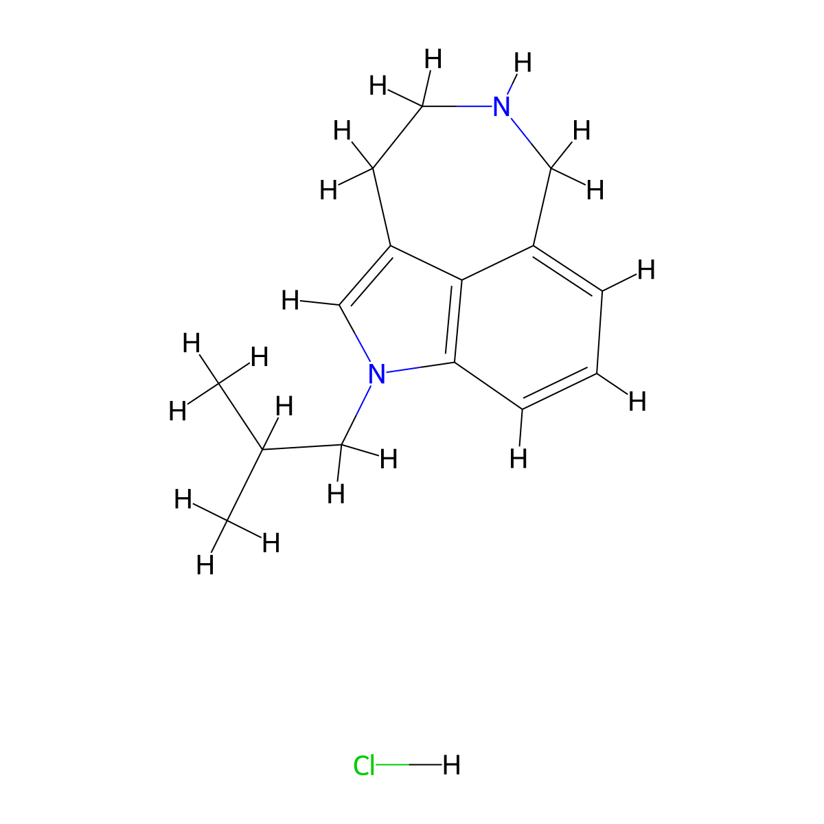 1-Isobutyl-3,4,5,6-tetrahydro-1H-azepino-[5,4,3-cd]indole hydrochloride molecular structure, CAS 1417569-39-1