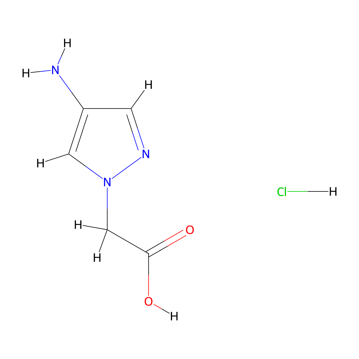 (4-Amino-1H-pyrazol-1-YL)acetic acid hydrochloride molecular structure, CAS 1417569-73-3