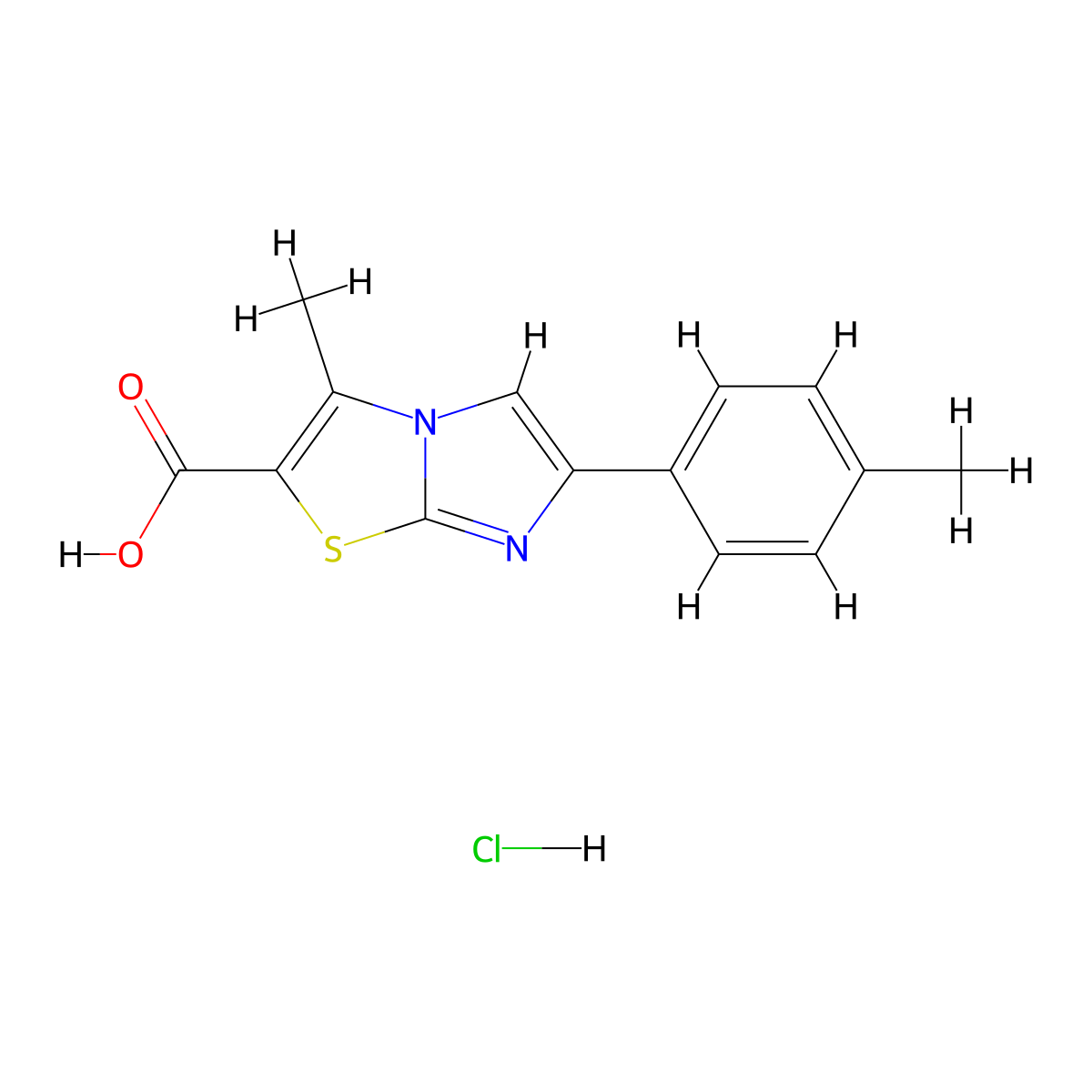 3-Methyl-6-(4-methylphenyl)imidazo[2,1-b]-[1,3]thiazole-2-carboxylic acid hydrochloride molecular structure, CAS 1417569-79-9