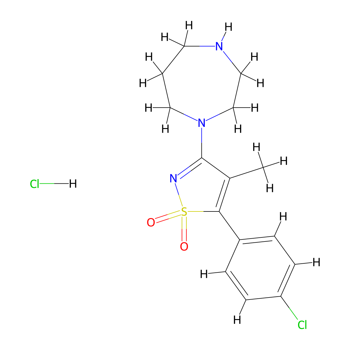 1-[5-(4-Chlorophenyl)-4-methyl-1,1-dioxidoisothiazol-3-yl]-1,4-diazepane hydrochloride molecular structure, CAS 1417570-00-3