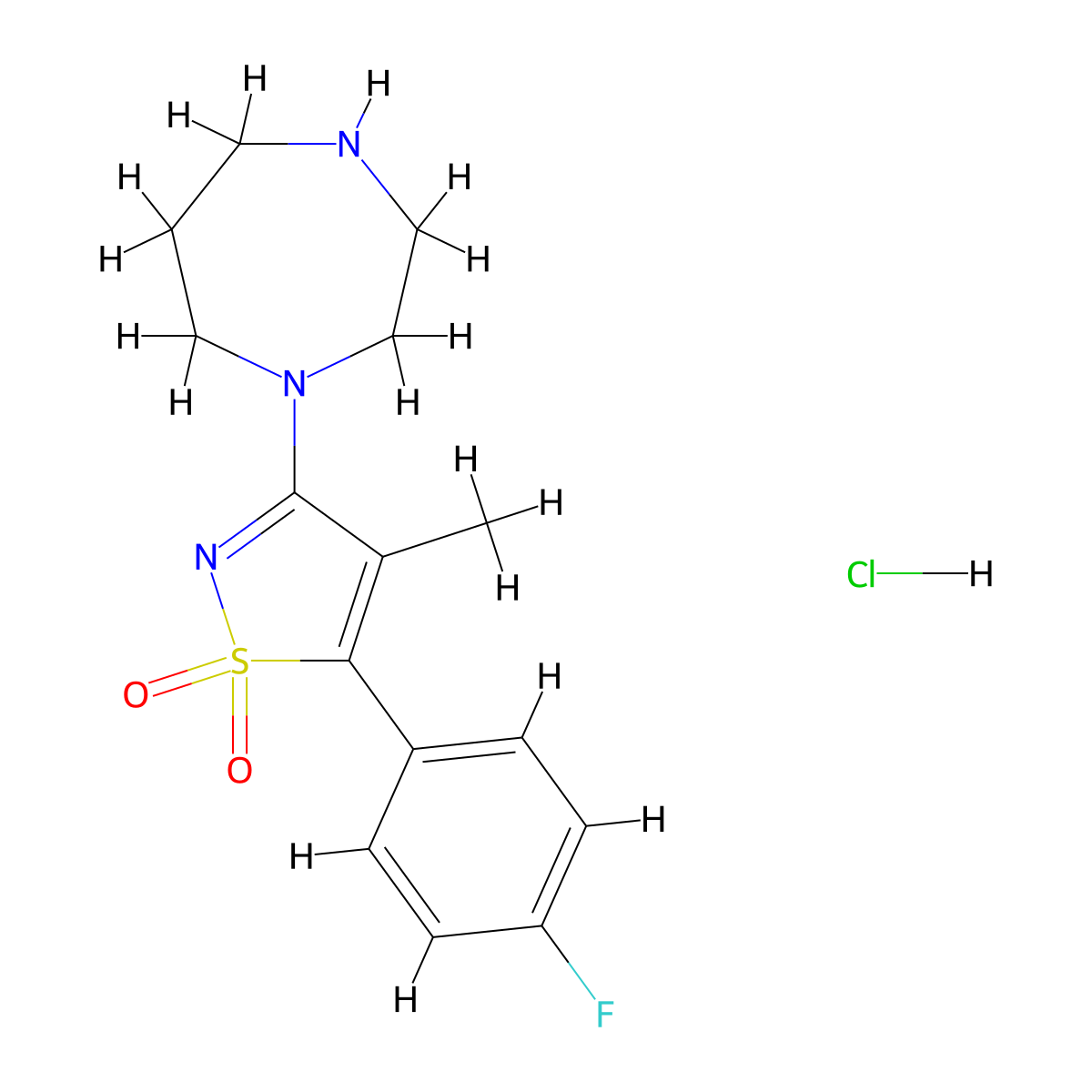 1-[5-(4-Fluorophenyl)-4-methyl-1,1-dioxidoisothiazol-3-yl]-1,4-diazepane hydrochloride molecular structure, CAS 1417570-02-5