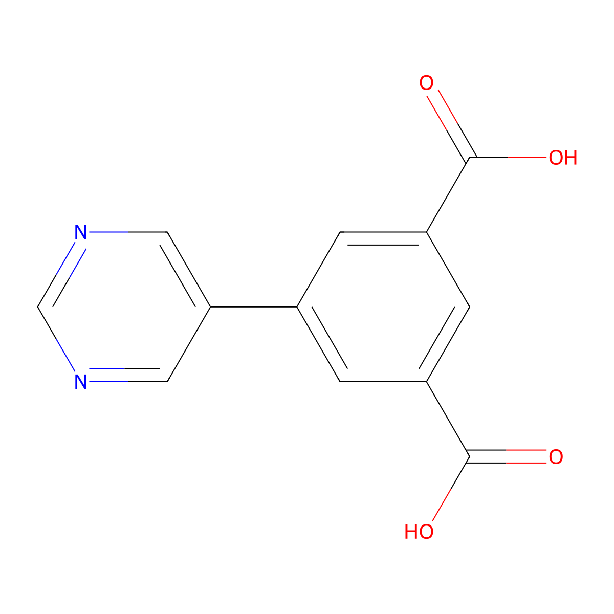 5-(5-Pyrimidinyl)-1,3-benzenedicarboxylic acid molecular structure, CAS 1417570-15-0
