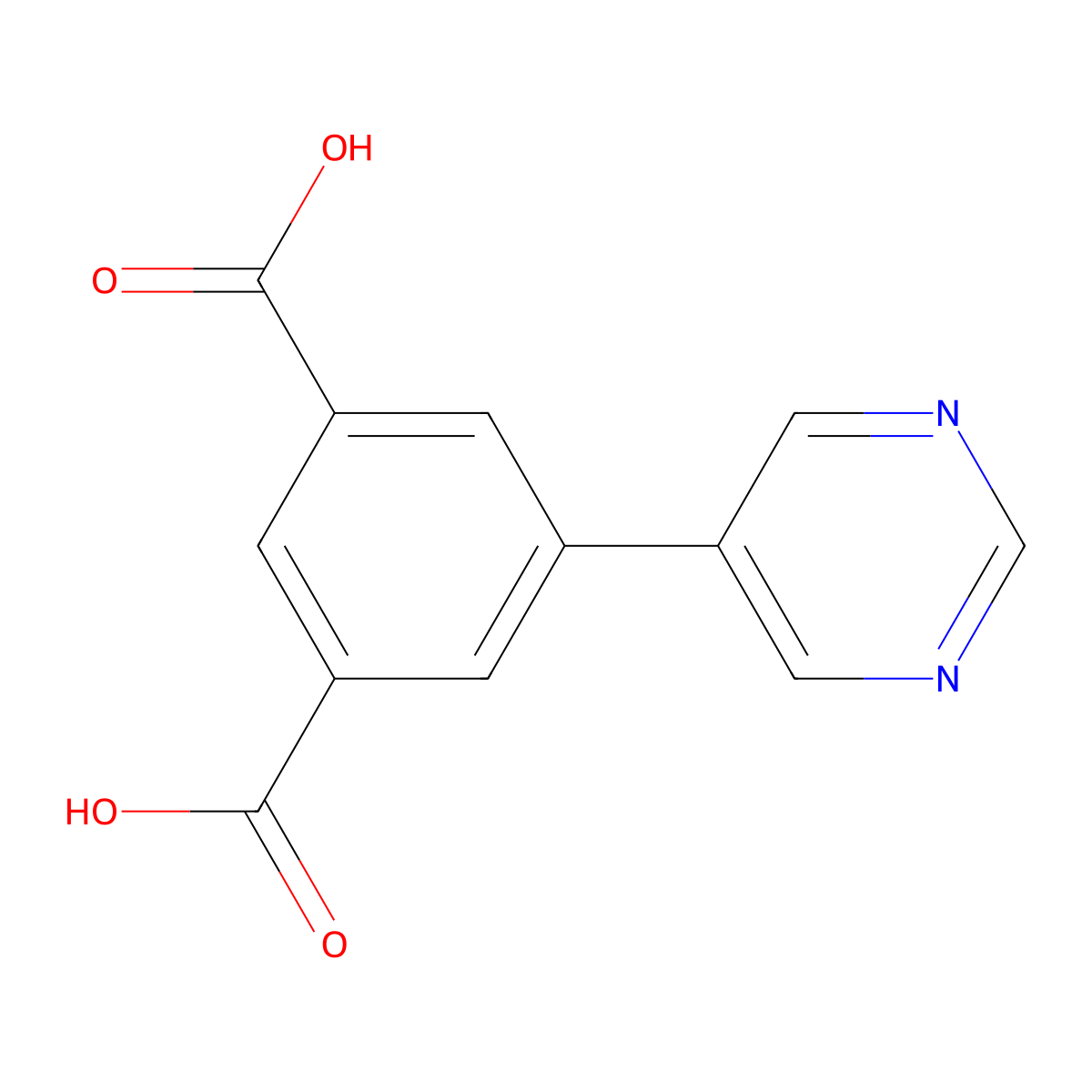5-(5-Pyrimidinyl)-1,3-benzenedicarboxylic acid molecular structure, CAS 1417570-15-0