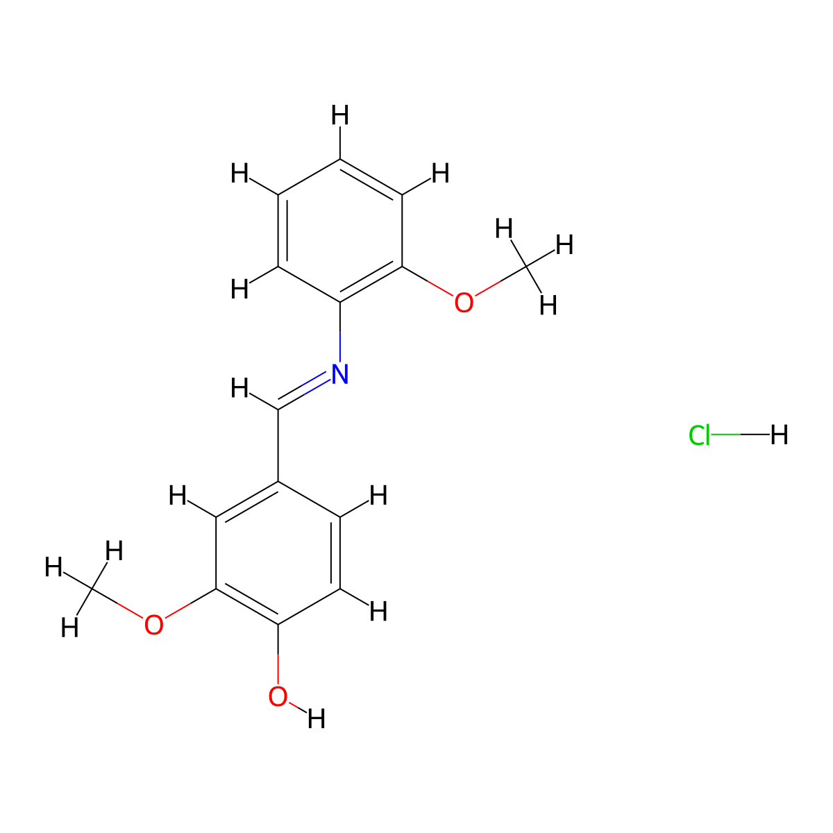 2-Methoxy-4-(((2-methoxyphenyl)imino)methyl)phenol hydrochloride molecular structure, CAS 1417574-77-6