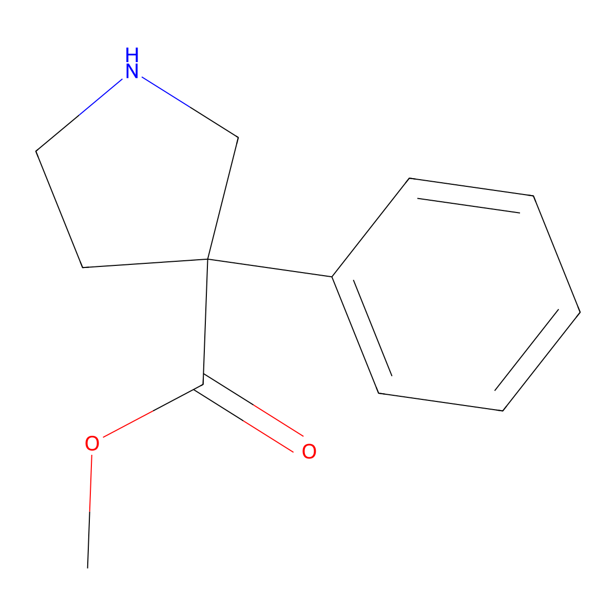 Methyl 3-phenyl-3-pyrrolidinecarboxylate molecular structure, CAS 1417599-36-0
