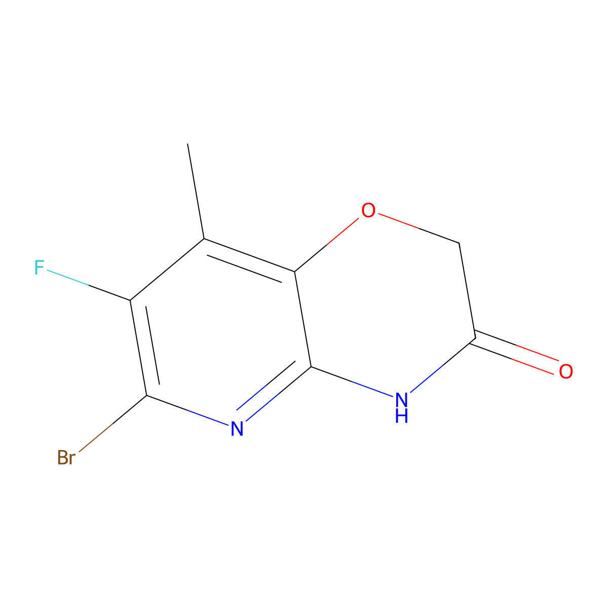 6-Bromo-7-fluoro-8-methyl-2H-pyrido[3,2-b][1,4]oxazin-3(4H)-one molecular structure, CAS 1417599-57-5