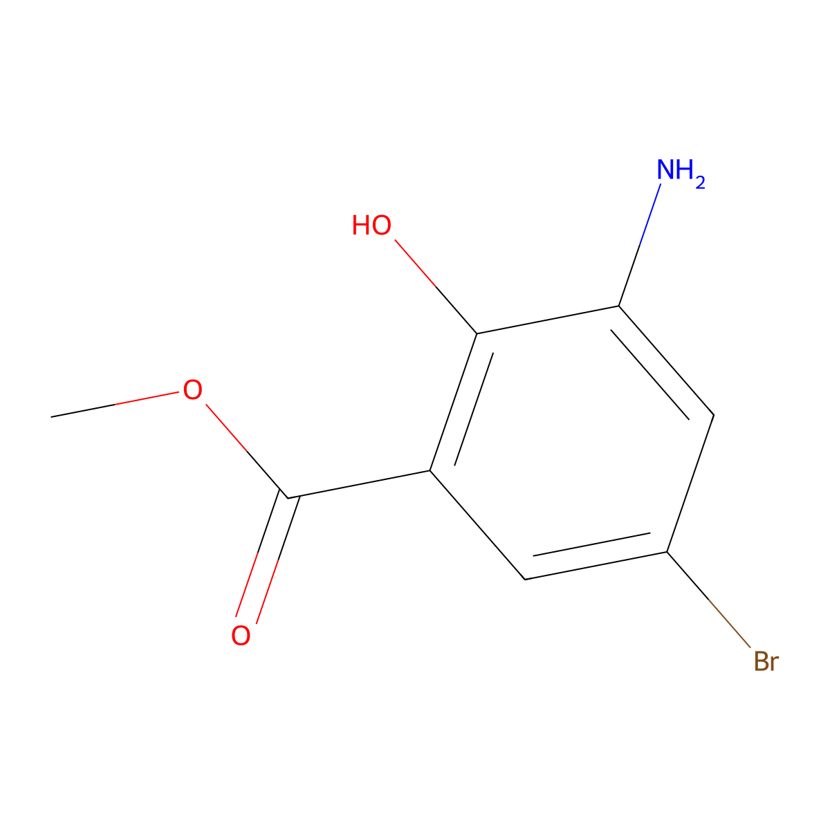 Methyl 3-amino-5-bromo-2-hydroxybenzoate molecular structure, CAS 141761-82-2