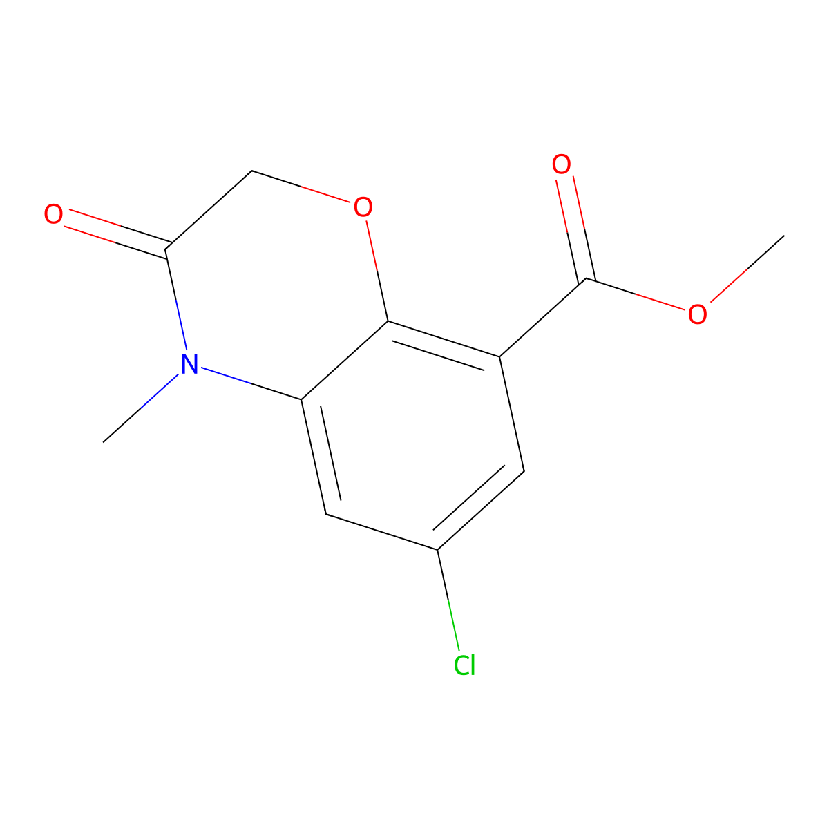 Methyl 6-chloro-4-methyl-3-oxo-3,4-dihydro-2H-benzo[b][1,4]oxazine-8-carboxylate molecular structure, CAS 141761-83-3