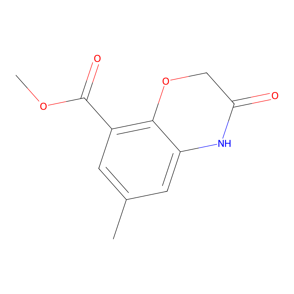 methyl 6-methyl-3-oxo-3,4-dihydro-2H-1,4-benzoxazine-8-carboxylate molecular structure, CAS 141761-86-6