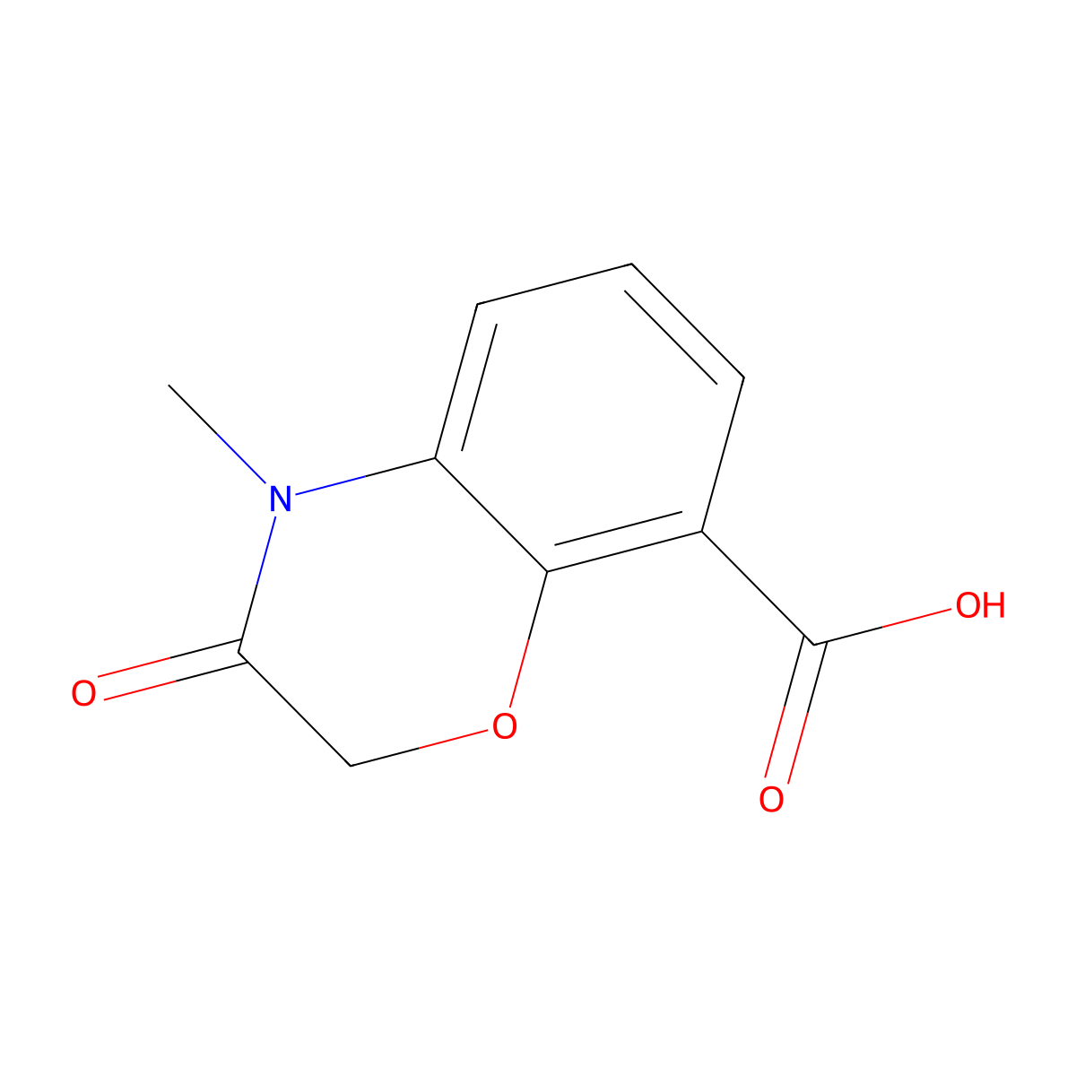 4-Methyl-3-oxo-3,4-dihydro-2H-benzo[b][1,4]oxazine-8-carboxylic acid molecular structure, CAS 141762-02-9