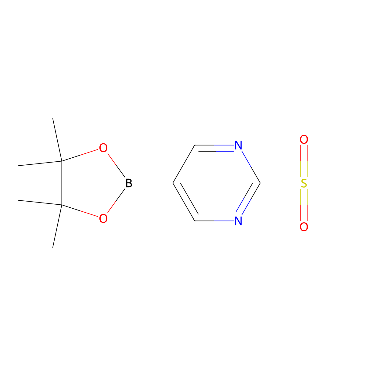 2-(Methylsulfonyl)-5-(4,4,5,5-tetramethyl-1,3,2-dioxaborolan-2-YL)pyrimidine molecular structure, CAS 1417628-73-9