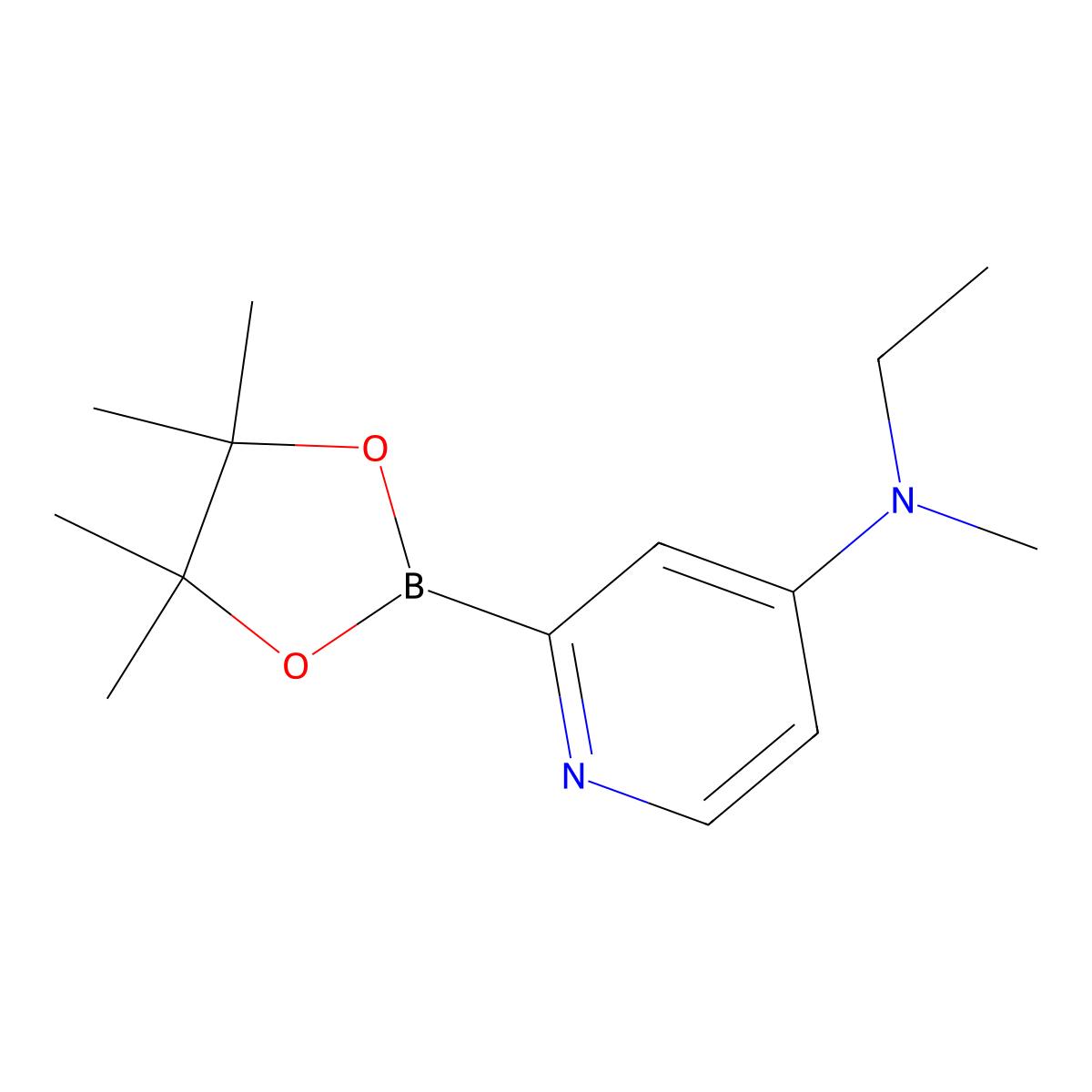 N-ethyl-N-methyl-2-(4,4,5,5-tetramethyl-1,3,2-dioxaborolan-2-yl)pyridin-4-amine molecular structure, CAS 1417629-18-5