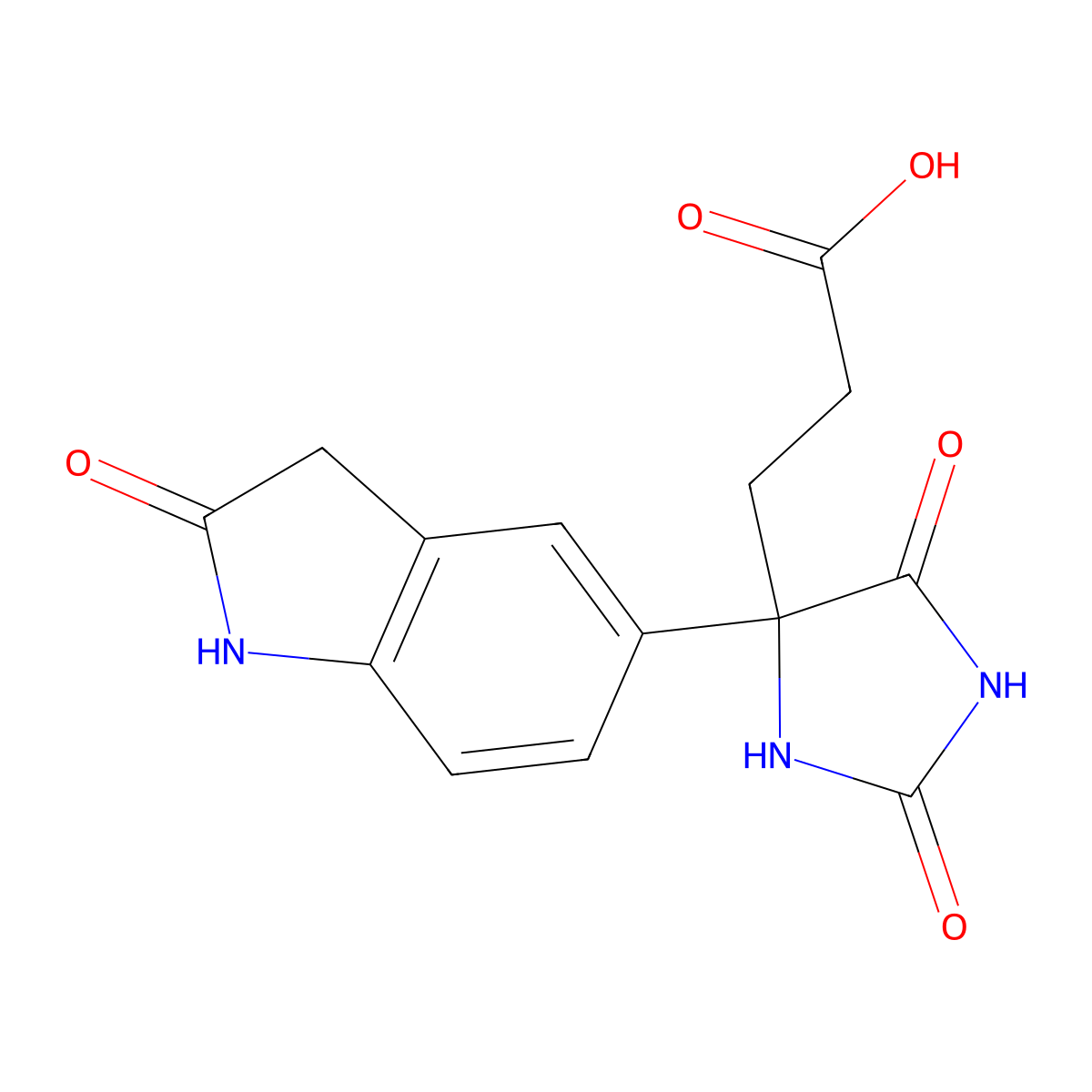 3-[2,5-dioxo-4-(2-oxo-2,3-dihydro-1H-indol-5-yl)imidazolidin-4-yl]propanoic acid molecular structure, CAS 1417633-69-2