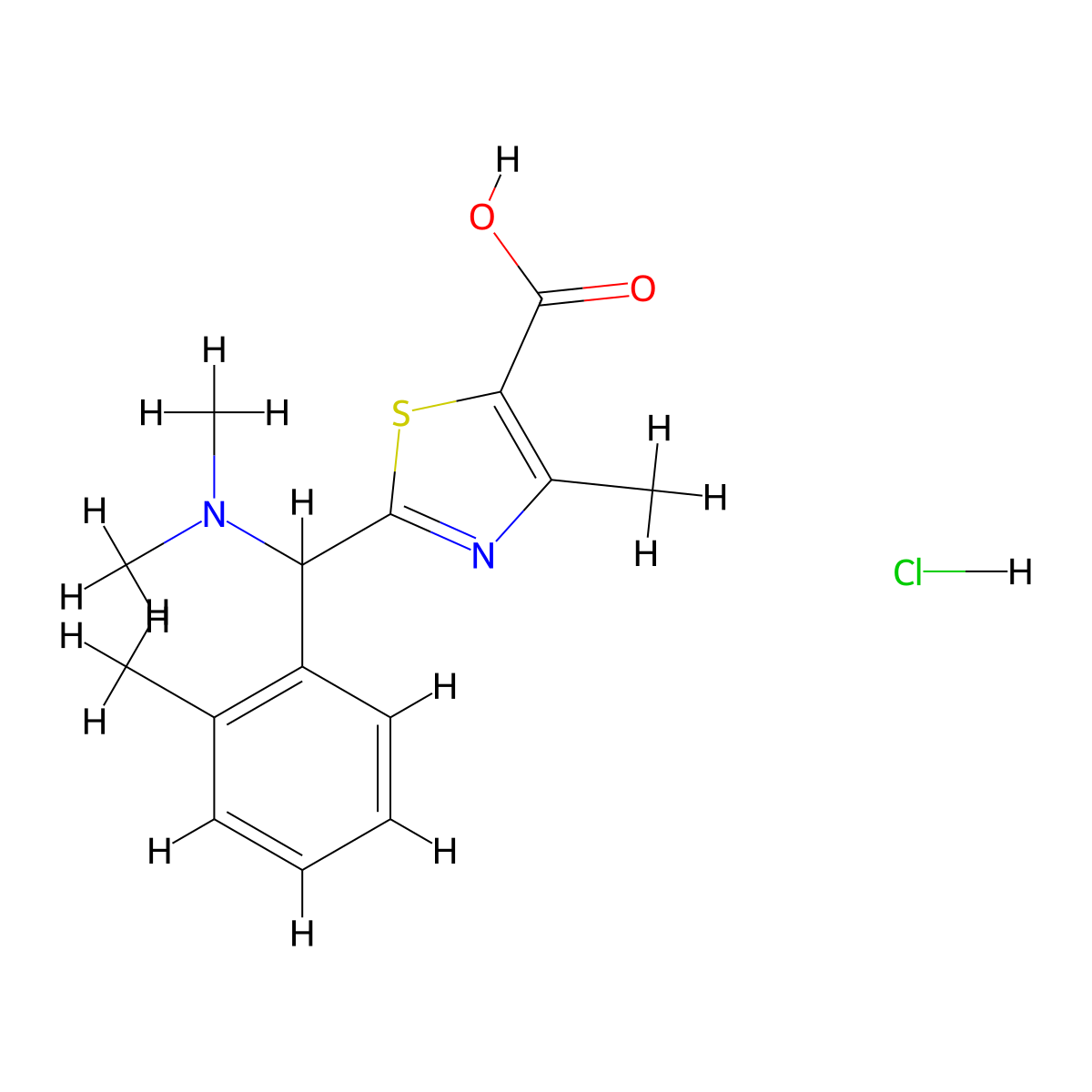 2-[(Dimethylamino)(2-methylphenyl)methyl]-4-methyl-1,3-thiazole-5-carboxylic acid hydrochloride molecular structure, CAS 1417634-08-2