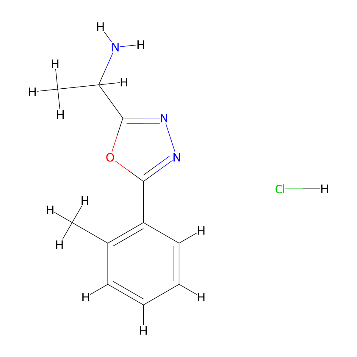 1-[5-(2-Methylphenyl)-1,3,4-oxadiazol-2-yl]ethan-1-amine hydrochloride molecular structure, CAS 1417634-16-2