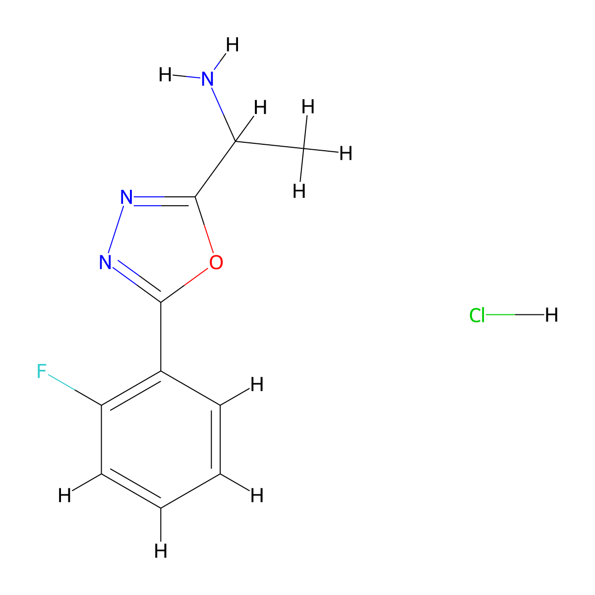 1-[5-(2-Fluorophenyl)-1,3,4-oxadiazol-2-yl]ethan-1-amine hydrochloride molecular structure, CAS 1417634-42-4