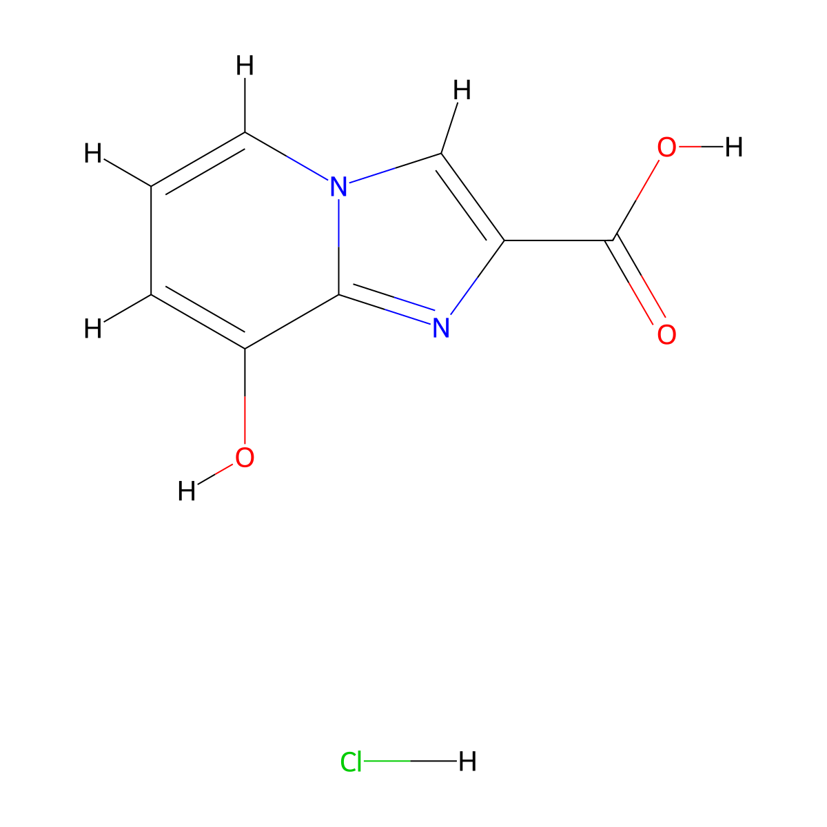 8-Hydroxyimidazo[1,2-a]pyridine-2-carboxylic acid hydrochloride molecular structure, CAS 1417634-47-9