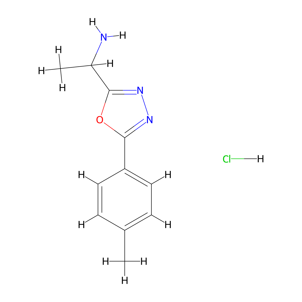 1-[5-(4-Methylphenyl)-1,3,4-oxadiazol-2-yl]ethan-1-amine hydrochloride molecular structure, CAS 1417634-96-8