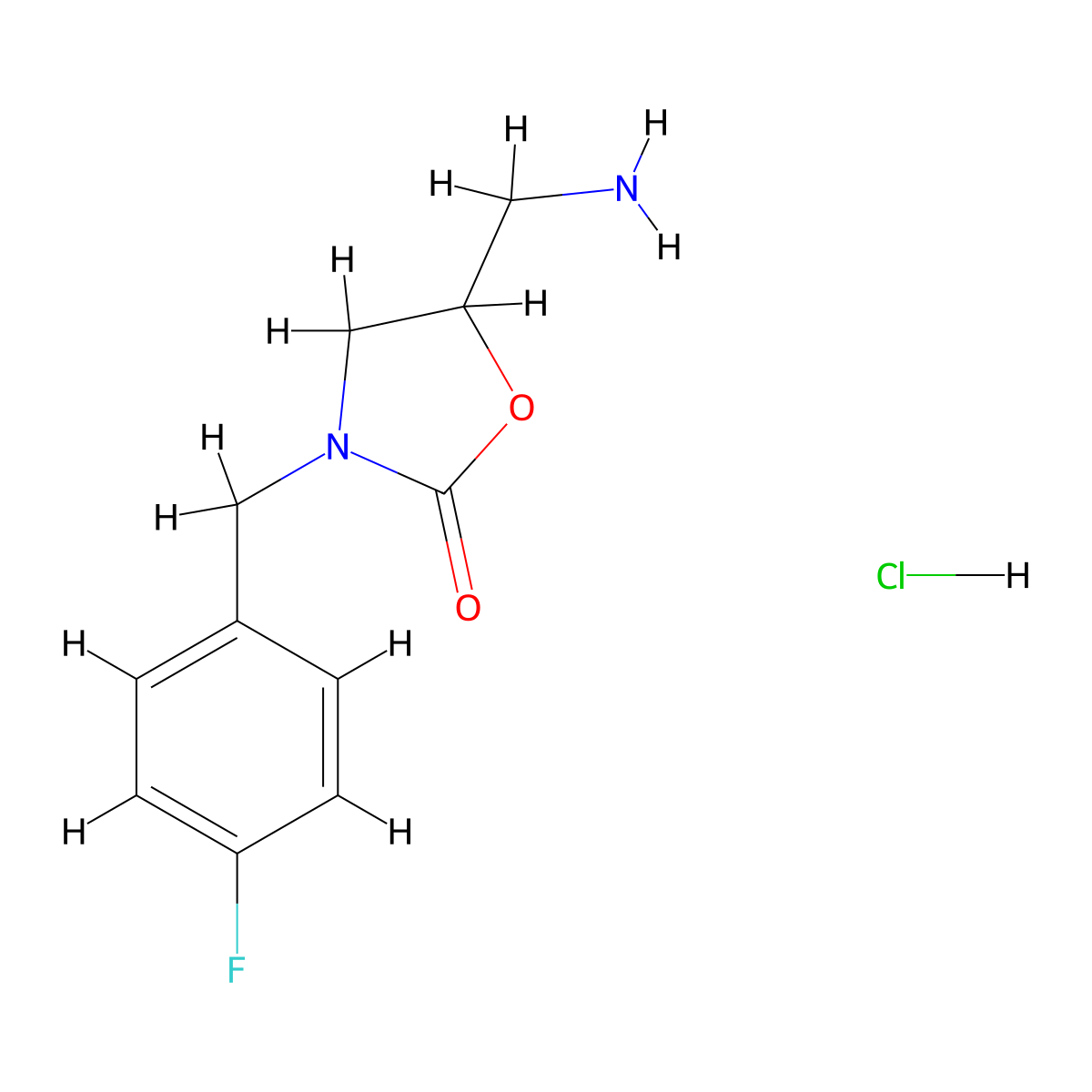 5-(Aminomethyl)-3-[(4-fluorophenyl)methyl]-1,3-oxazolidin-2-one hydrochloride molecular structure, CAS 1417635-10-9
