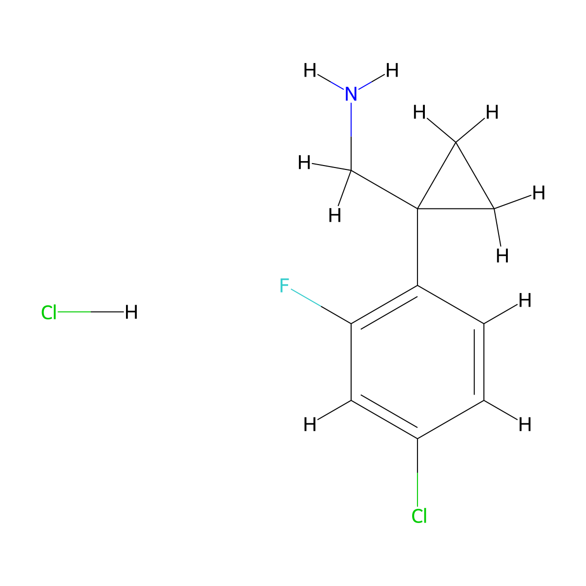 [1-(4-Chloro-2-fluorophenyl)cyclopropyl]methanamine hydrochloride molecular structure, CAS 1417635-37-0