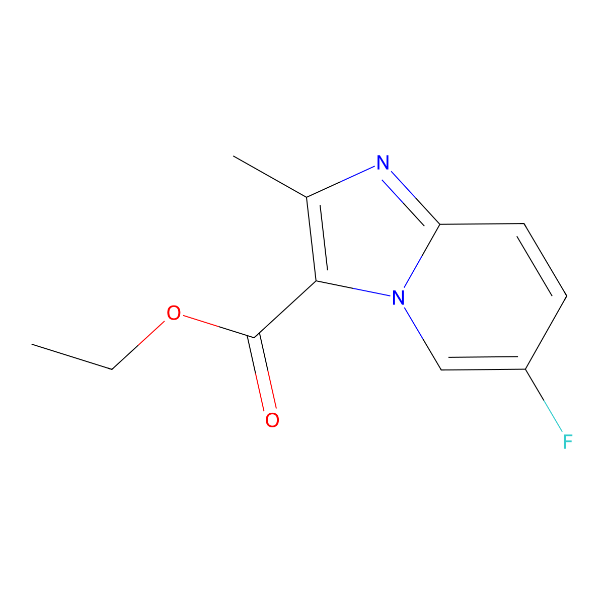 Ethyl 6-fluoro-2-methylimidazo[1,2-a]pyridine-3-carboxylate molecular structure, CAS 1417635-63-2