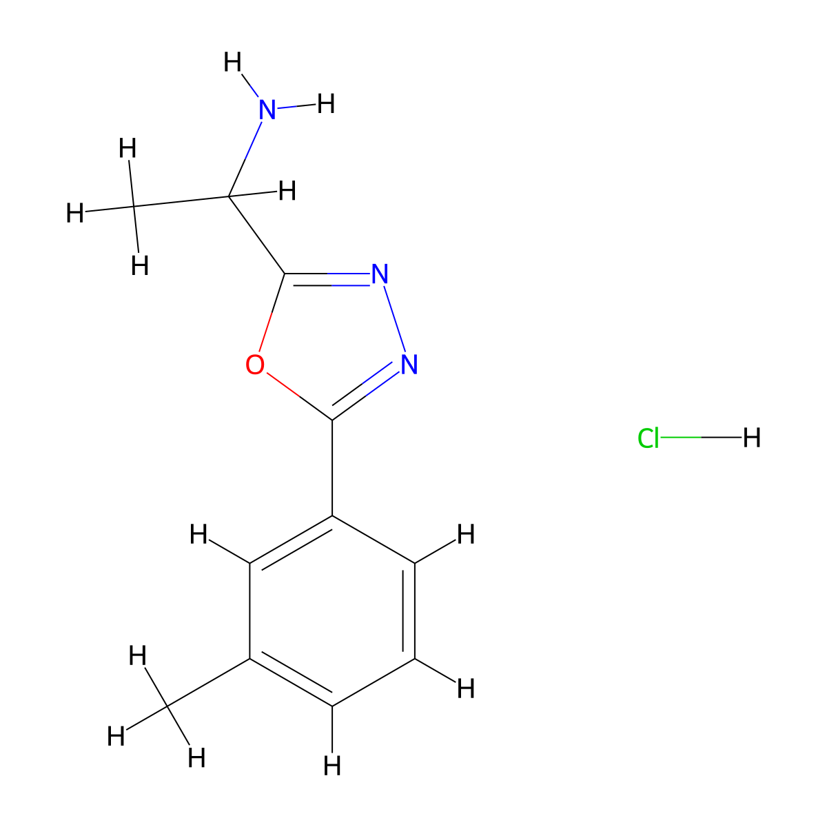 1-[5-(3-Methylphenyl)-1,3,4-oxadiazol-2-yl]ethan-1-amine hydrochloride molecular structure, CAS 1417635-64-3