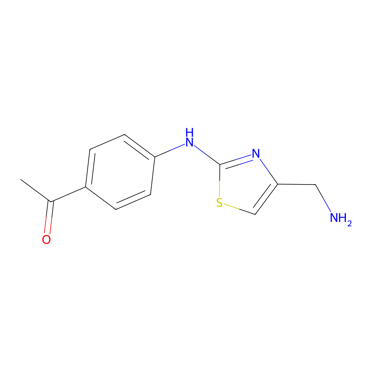 1-(4-{[4-(Aminomethyl)-1,3-thiazol-2-yl]amino}phenyl)ethan-1-one molecular structure, CAS 1417635-77-8