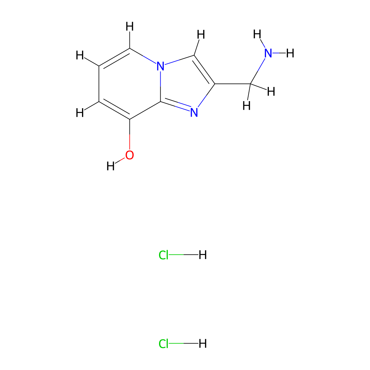 2-(Aminomethyl)imidazo[1,2-a]pyridin-8-ol dihydrochloride molecular structure, CAS 1417635-79-0