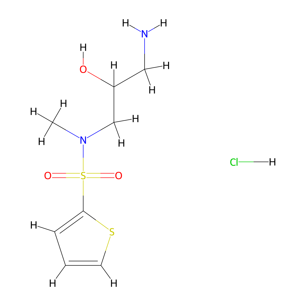 N-(3-Amino-2-hydroxypropyl)-N-methylthiophene-2-sulfonamide hydrochloride molecular structure, CAS 1417635-87-0