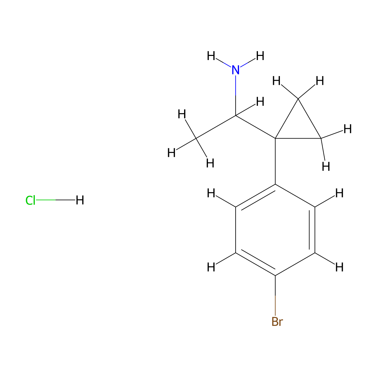 1-[1-(4-Bromophenyl)cyclopropyl]ethan-1-amine hydrochloride molecular structure, CAS 1417636-05-5