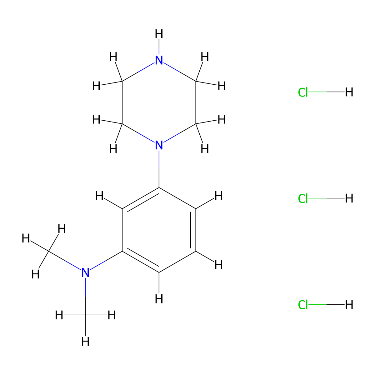 N,N-dimethyl-3-(piperazin-1-yl)aniline trihydrochloride molecular structure, CAS 1417636-06-6