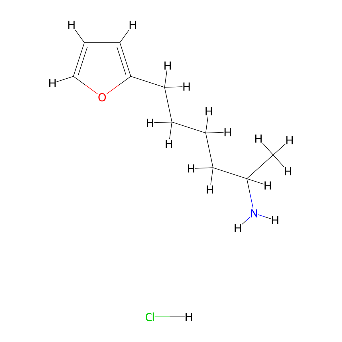 6-(Furan-2-yl)hexan-2-amine hydrochloride molecular structure, CAS 1417636-55-5
