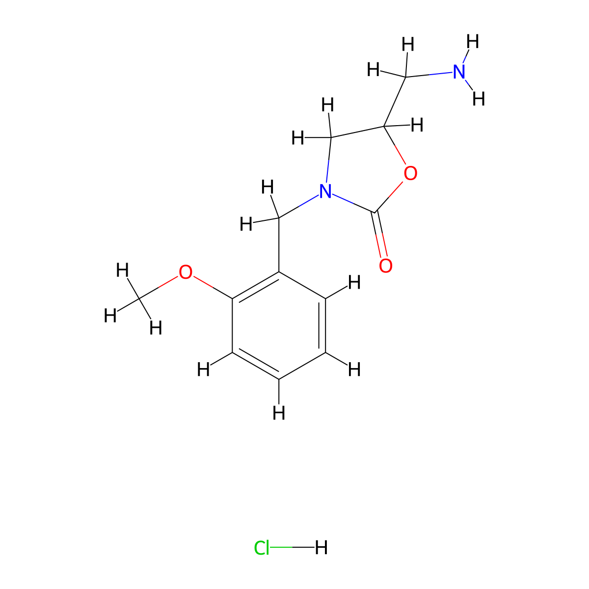 5-(Aminomethyl)-3-[(2-methoxyphenyl)methyl]-1,3-oxazolidin-2-one hydrochloride molecular structure, CAS 1417637-11-6