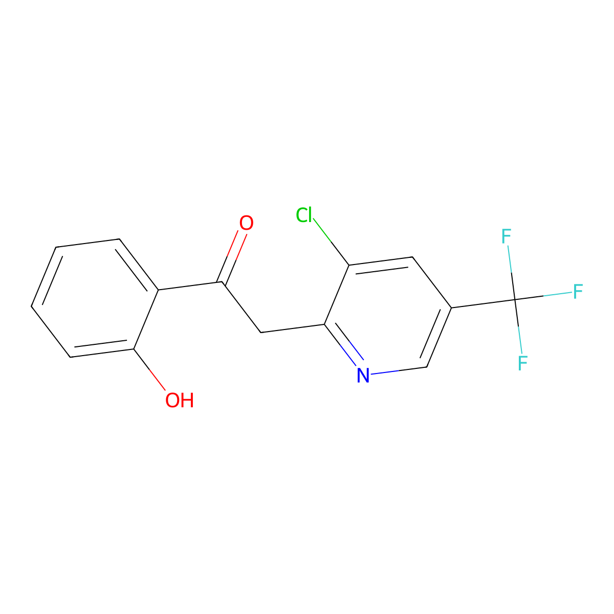2-(3-Chloro-5-(trifluoromethyl)pyridin-2-yl)-1-(2-hydroxyphenyl)ethanone molecular structure, CAS 1417637-24-1