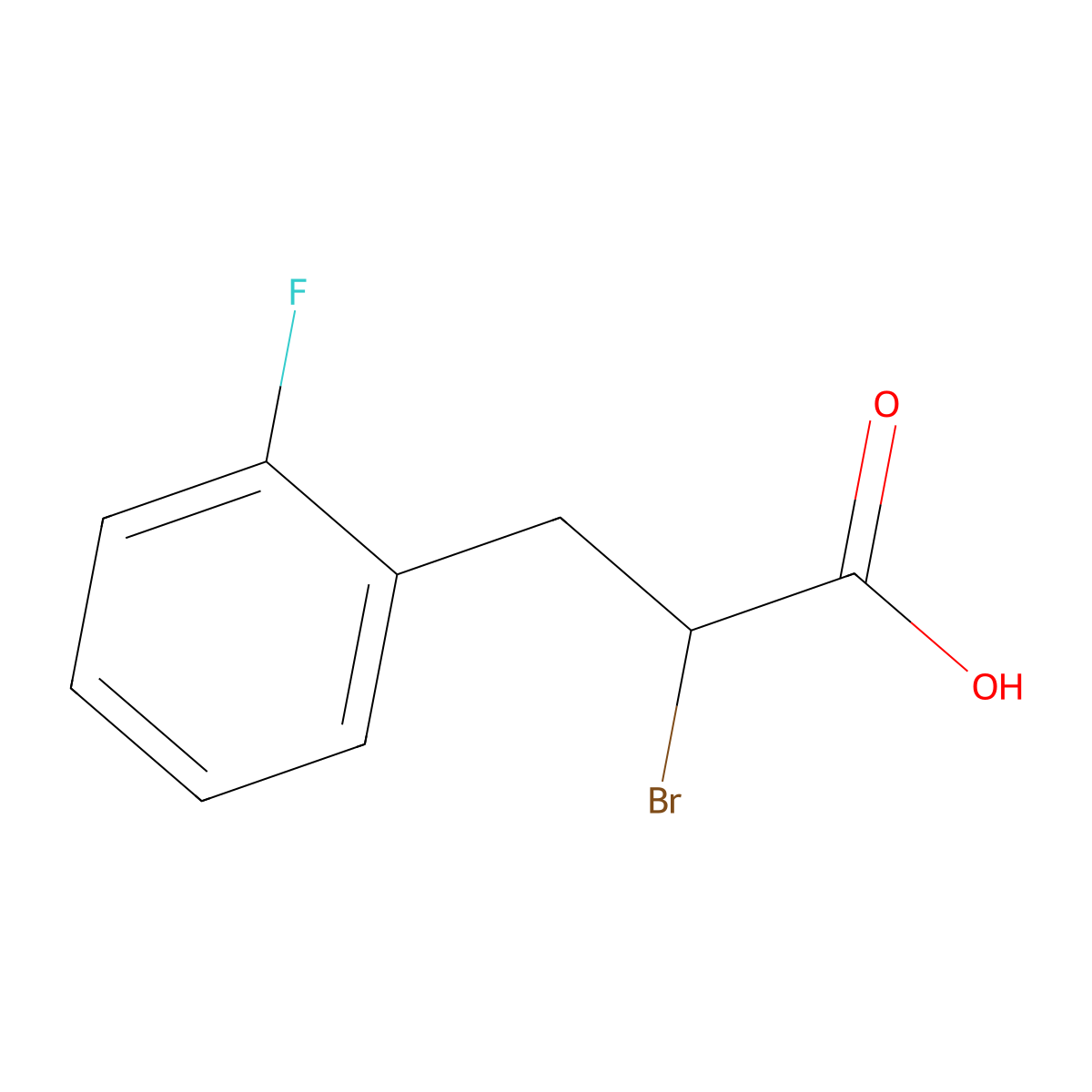 2-Bromo-3-(2-fluorophenyl)propanoic acid molecular structure, CAS 1417637-38-7
