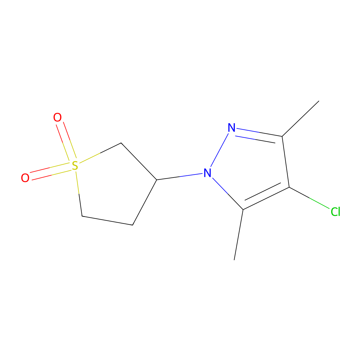 3-(4-Chloro-3,5-dimethyl-1H-pyrazol-1-yl)tetrahydrothiophene 1,1-dioxide molecular structure, CAS 1417637-50-3