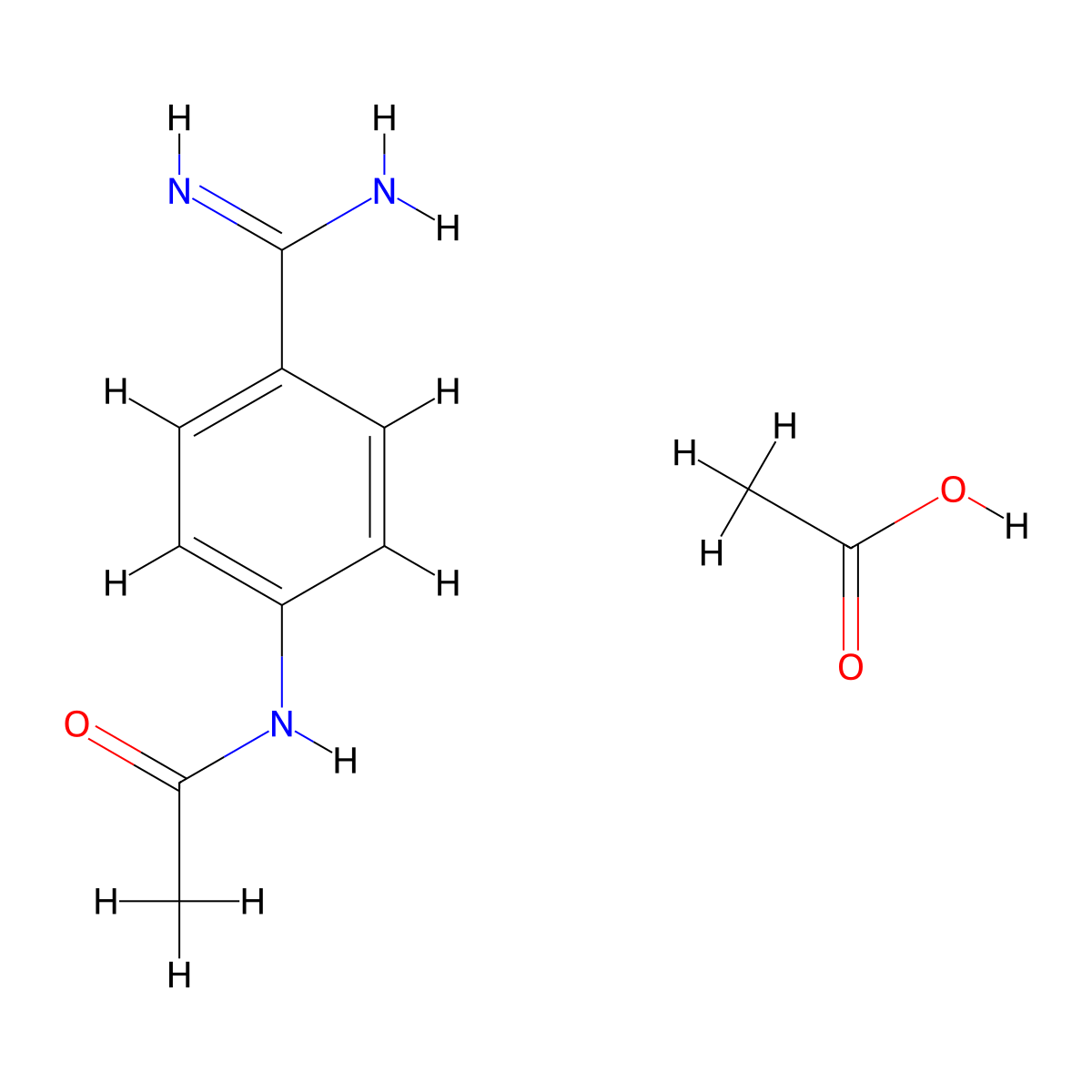 N-(4-carbamimidoylphenyl)acetamide; acetic acid molecular structure, CAS 1417637-55-8