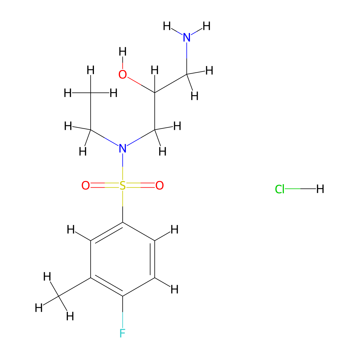 3-amino-N-ethyl-S-(4-fluoro-3-methylphenyl)-2-hydroxypropane-1-sulfonamido hydrochloride molecular structure, CAS 1417637-98-9