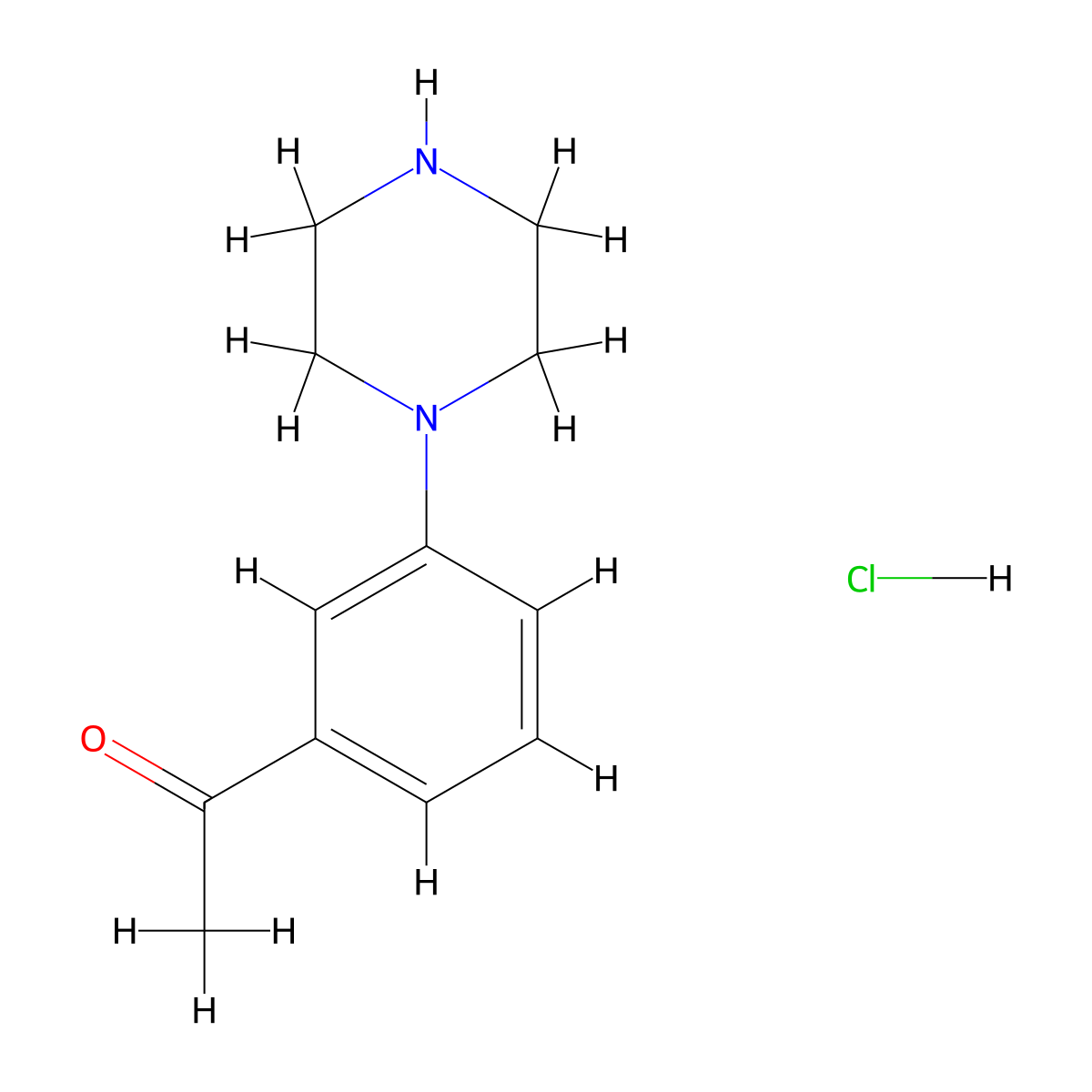 1-[3-(Piperazin-1-yl)phenyl]ethan-1-one hydrochloride molecular structure, CAS 1417638-48-2