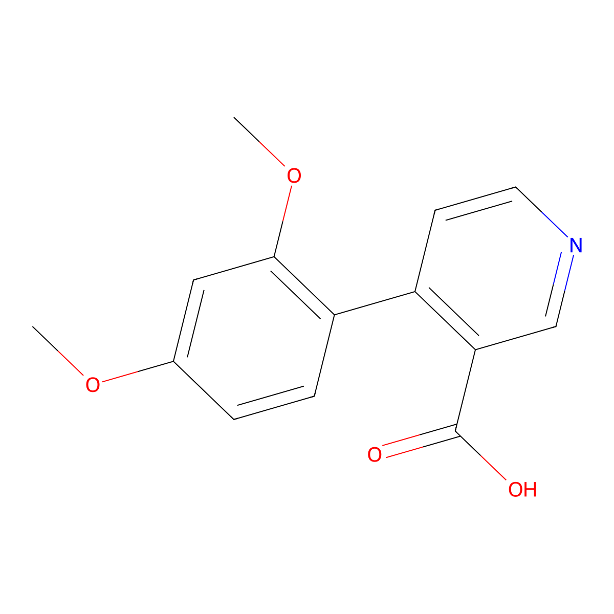 4-(2,4-Dimethoxyphenyl)pyridine-3-carboxylic acid molecular structure, CAS 141764-21-8