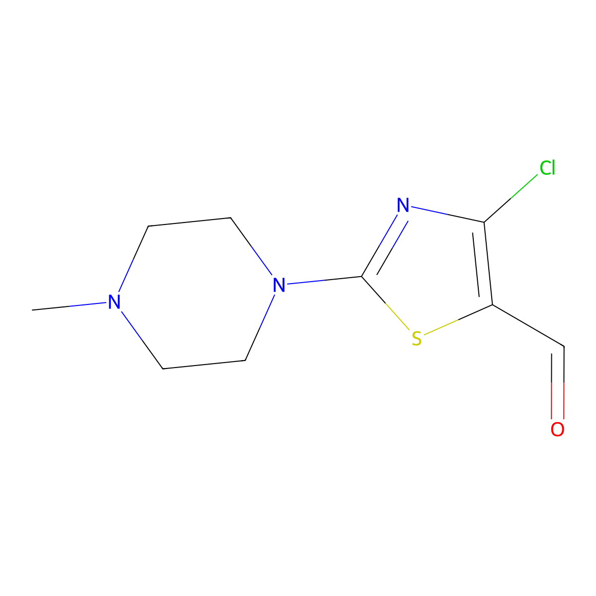 4-Chloro-2-(4-methylpiperazin-1-yl)-1,3-thiazole-5-carbaldehyde molecular structure, CAS 141764-88-7