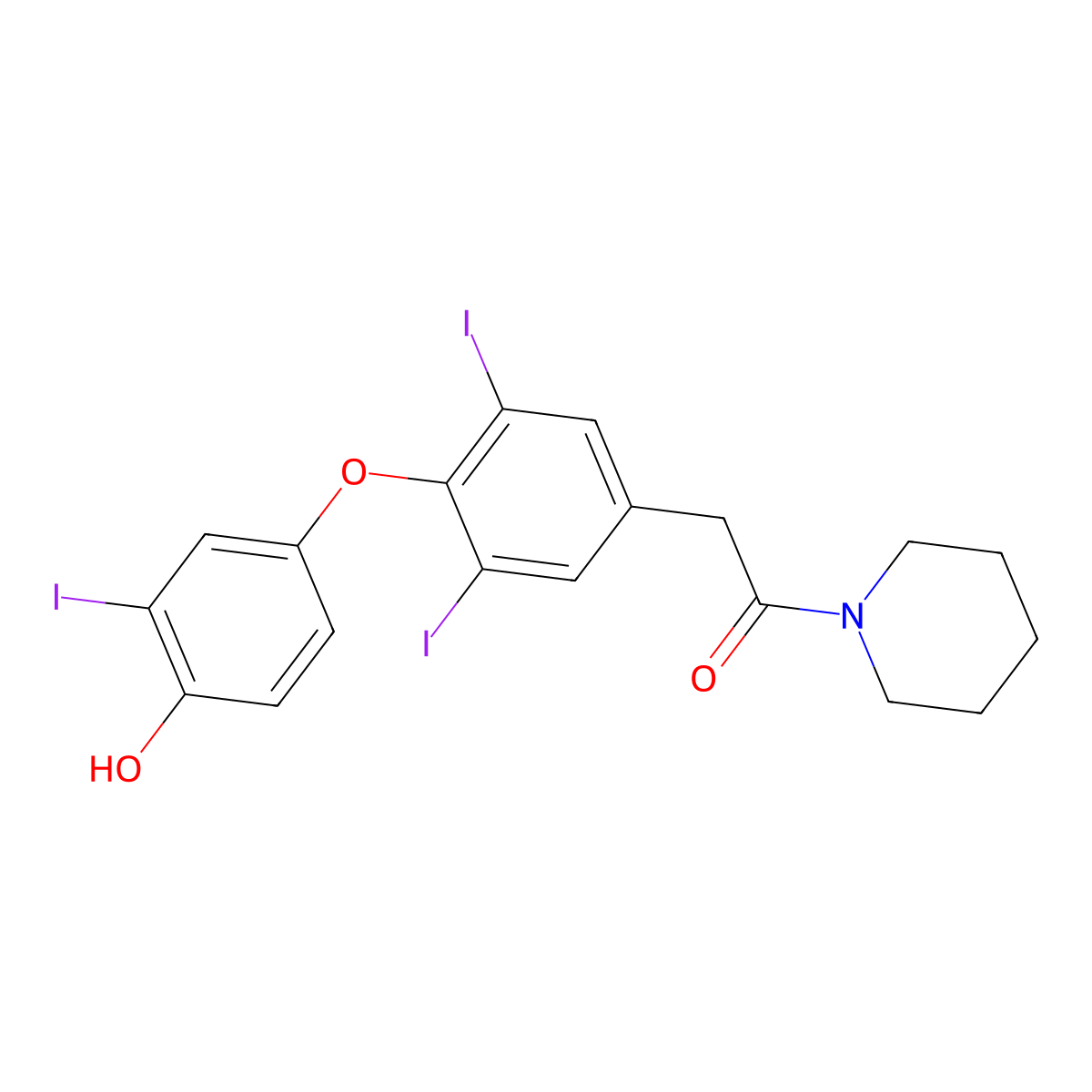 2-(4-(4-Hydroxy-3-iodophenoxy)-3,5-diiodophenyl)-1-(piperidin-1-YL)ethan-1-one molecular structure, CAS 1417653-45-2