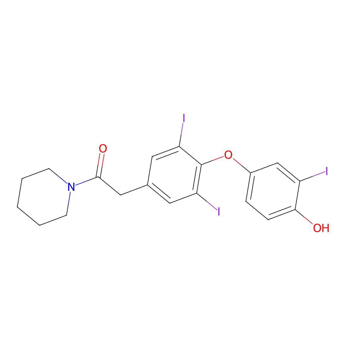 2-(4-(4-Hydroxy-3-iodophenoxy)-3,5-diiodophenyl)-1-(piperidin-1-YL)ethan-1-one molecular structure, CAS 1417653-45-2