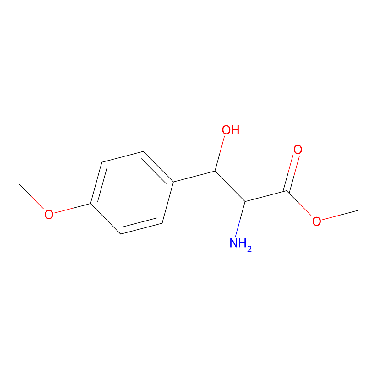 Methyl 2-amino-3-hydroxy-3-(4-methoxyphenyl)propanoate molecular structure, CAS 1417695-24-9