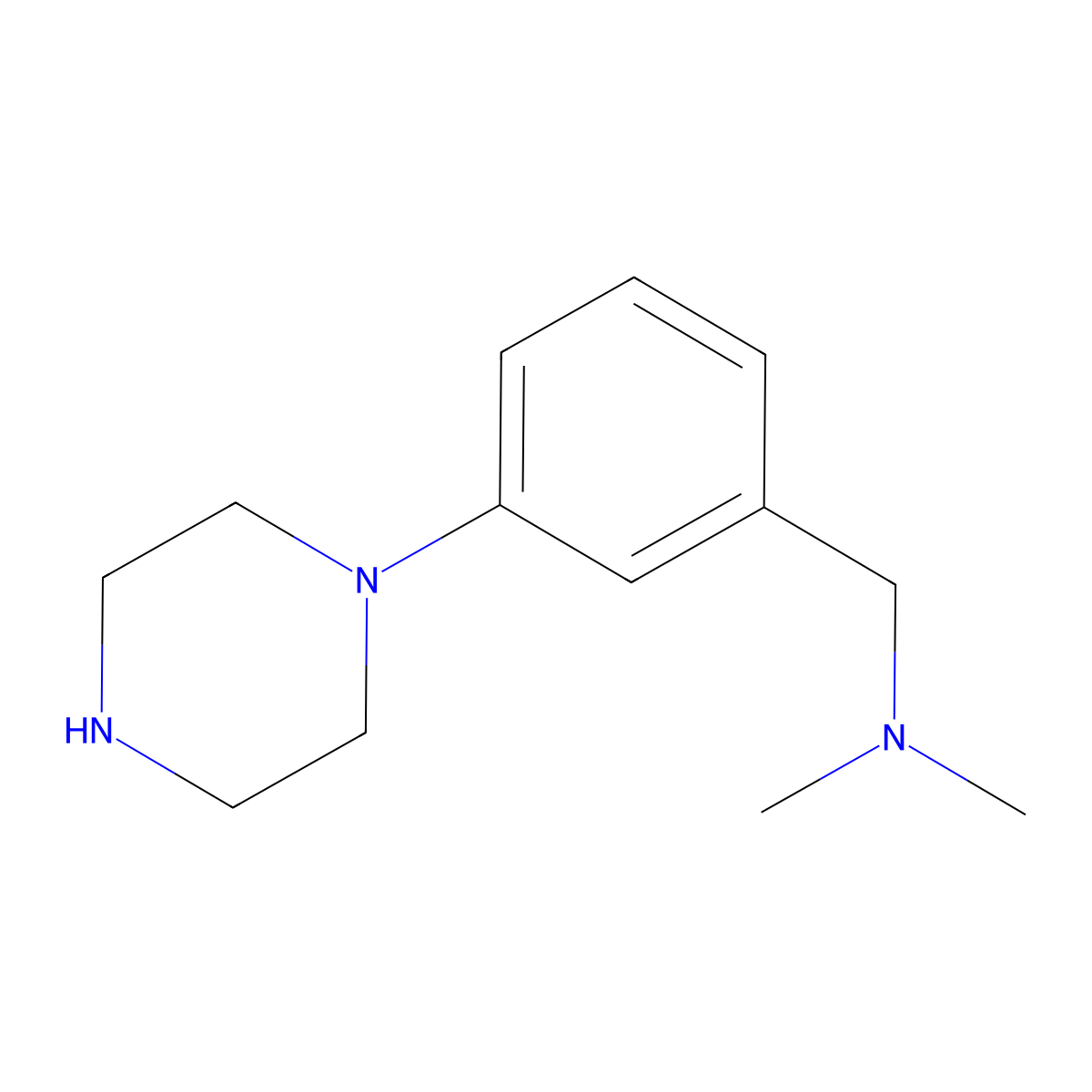 Dimethyl({[3-(piperazin-1-yl)phenyl]methyl})amine molecular structure, CAS 1417695-28-3