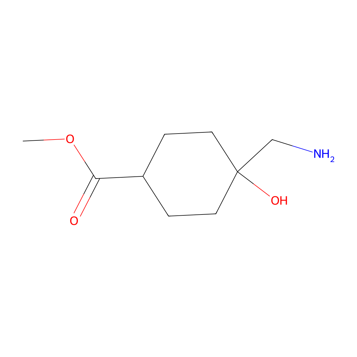 Methyl 4-(aminomethyl)-4-hydroxycyclohexane-1-carboxylate molecular structure, CAS 1417695-31-8