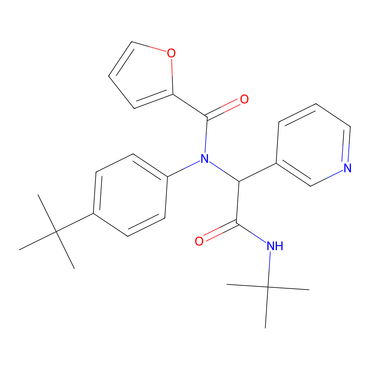 (R)-N-(4-(tert-Butyl)phenyl)-N-(2-(tert-butylamino)-2-oxo-1-(pyridin-3-yl)ethyl)furan-2-carboxamide molecular structure, CAS 1417700-13-0