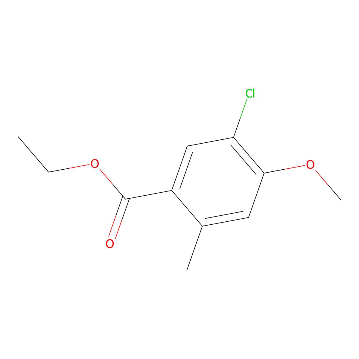 Ethyl 5-chloro-4-methoxy-2-methylbenzoate molecular structure, CAS 1417735-54-6