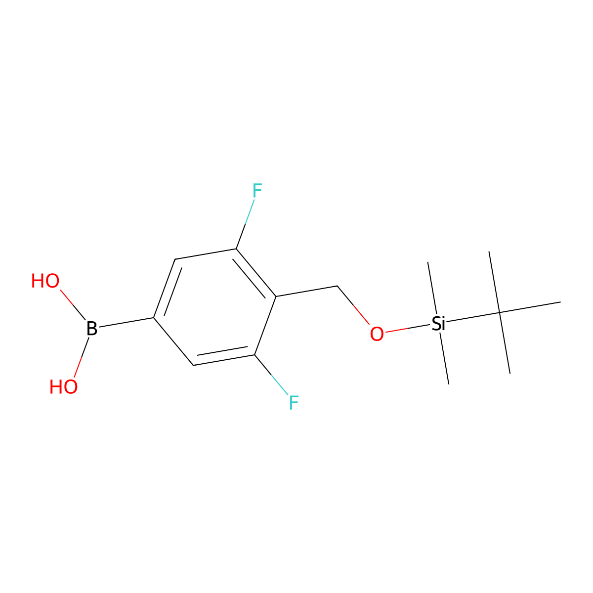 Boronic acid, B-[4-[[[(1,1-dimethylethyl)dimethylsilyl]oxy]methyl]-3,5-difluorophenyl]- molecular structure, CAS 1417736-44-7