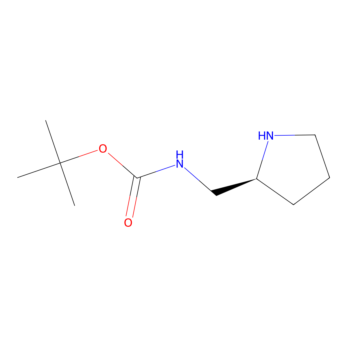 tert-Butyl (((2S)-pyrrolidin-2-yl)methyl)carbamate molecular structure, CAS 141774-70-1